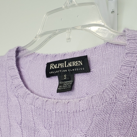 Ralph Lauren Black Label Lavender Cable Knit Cashmere Sweater Size Small - Picture 4 of 10